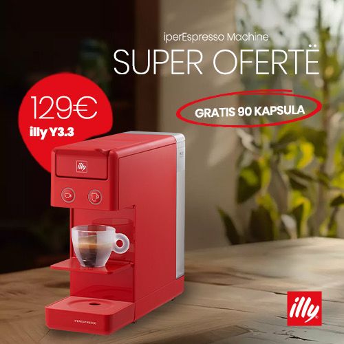 Aparat illy Y3.3 i Kuq me kapsula (2 Classico + 1 Intenso + 1 Lungo + 1 Decaffeinato)