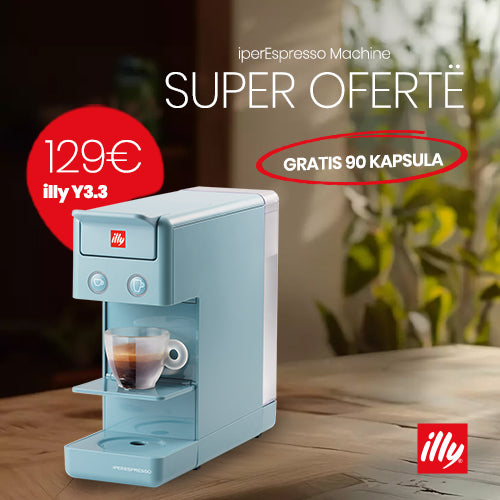 Aparat illy Y3.3 Bojëqielli me kapsula (2 Classico + 1 Intenso + 1 Lungo + 1 Decaffeinato)