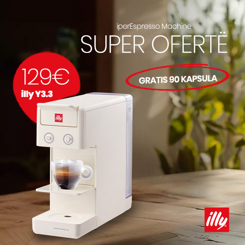 Aparat illy Y3.3 e Bardhë me kapsula (2 Classico + 1 Intenso + 1 Lungo + 1 Decaffeinato)
