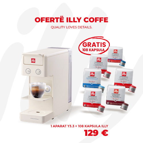 Aparat illy Y3.3 e Bardhë me kapsula (3 Classico + 1 Intenso + 1 Lungo + 1 Decaffeinato)