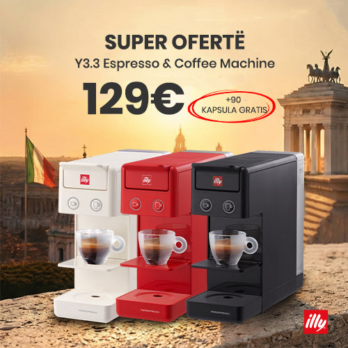 Aparat illy Y3.3 i Kuq me kapsula (2 Classico + 1 Intenso + 1 Lungo + 1 Decaffeinato)