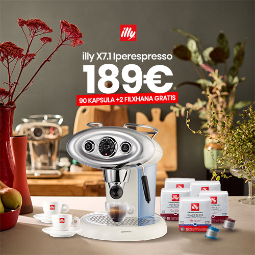 Aparat illy X7.1 i Bardh me kapsula (2 Classico + 1 Intenso + 1 Lungo + 1 Decaffeinato)