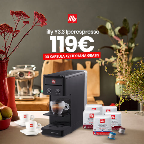 Aparat illy Y3.3 i Zi me kapsula (2 Classico + 1 Intenso + 1 Lungo + 1 Decaffeinato)