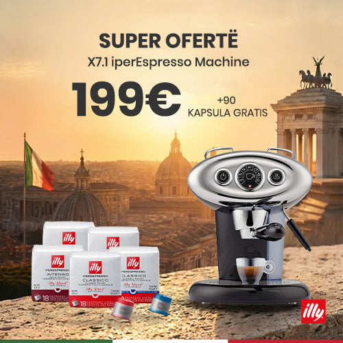 Aparat illy X7.1 i ZI me kapsula (2 Classico + 1 Intenso + 1 Lungo + 1 Decaffeinato)