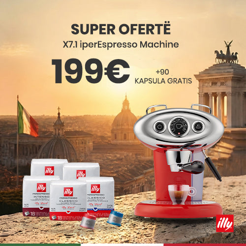 Aparat illy X7.1 i Kuq me kapsula (2 Classico + 1 Intenso + 1 Lungo + 1 Decaffeinato)