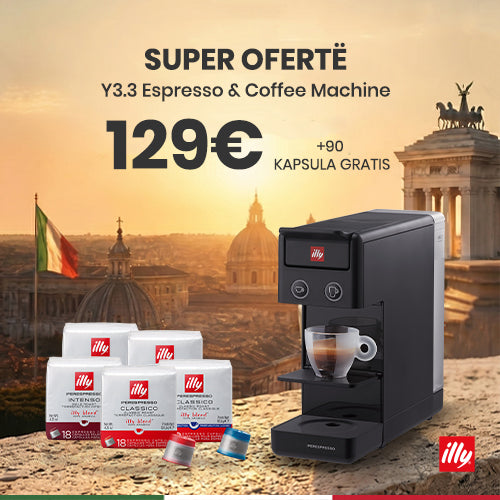 Aparat illy Y3.3 i Zi me kapsula (2 Classico + 1 Intenso + 1 Lungo + 1 Decaffeinato)